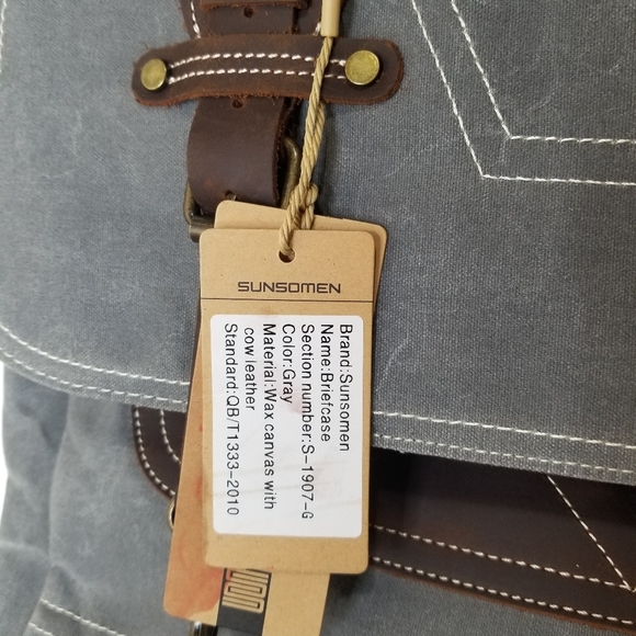 Sunsomen Bags Sunsomen Canvas Leather Messenger Briefcase Nwt